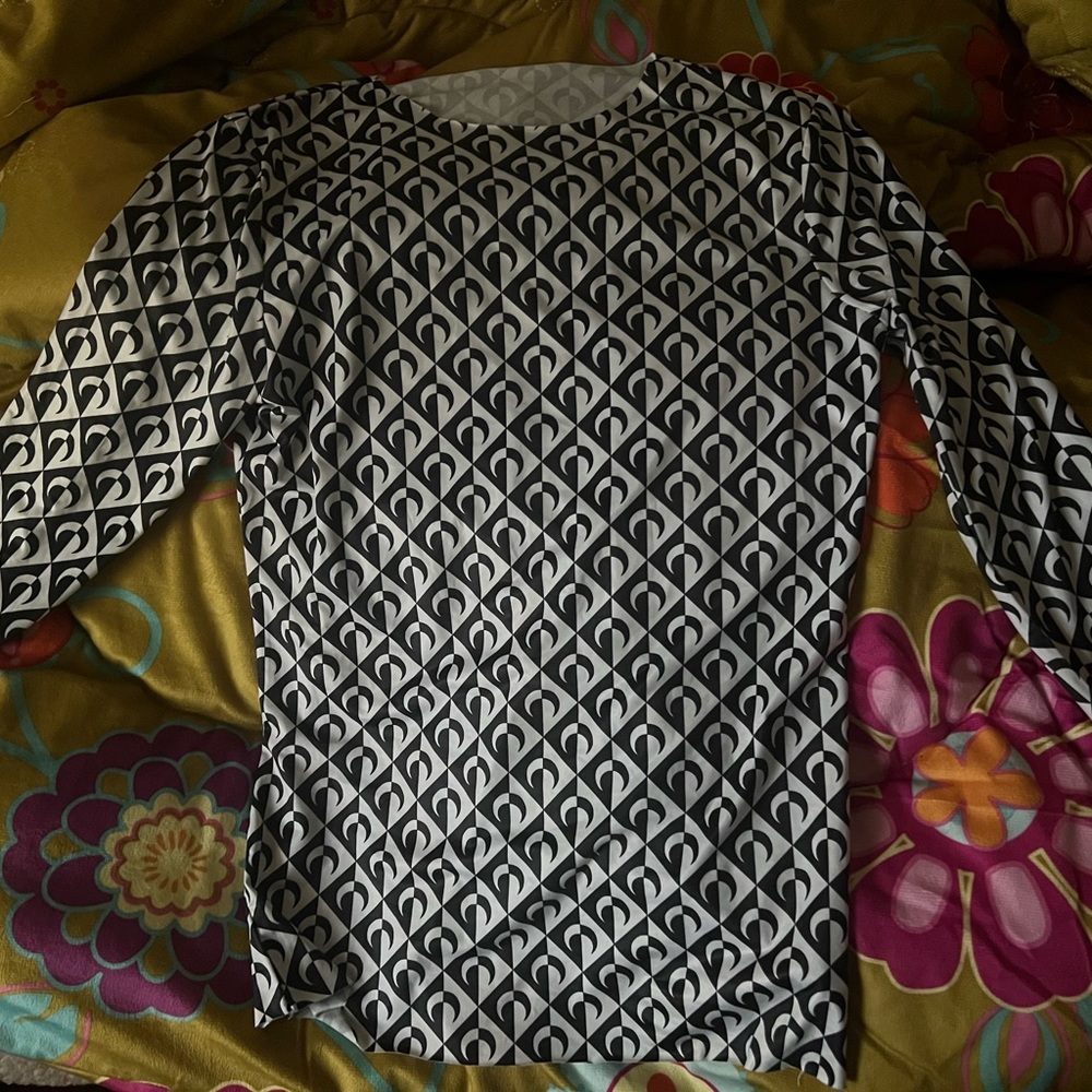 crescent moon inspired black and white long sleeve top